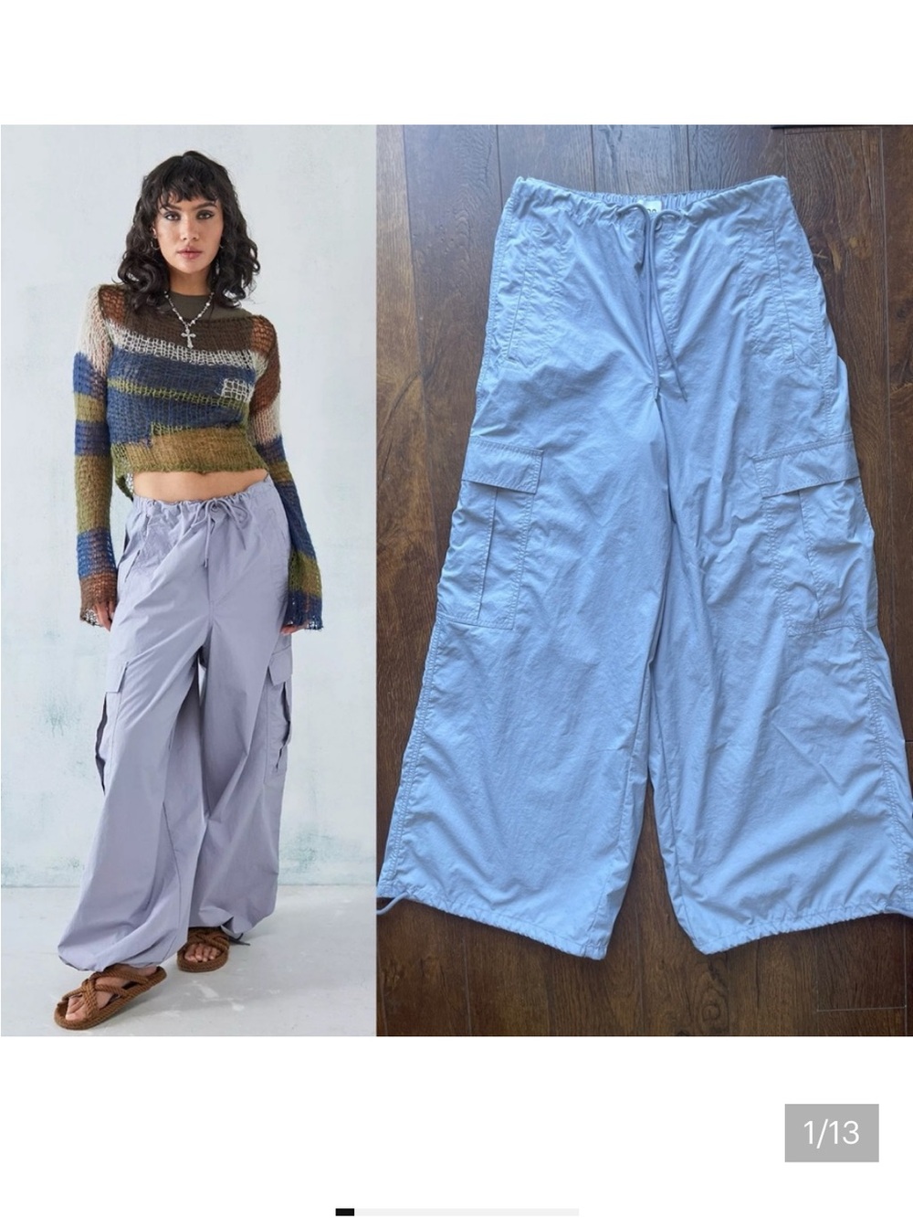 Y2K Urban Outfitters BDG Nylon Cargo Balloon Pants. Lavender Grey. Medium.
